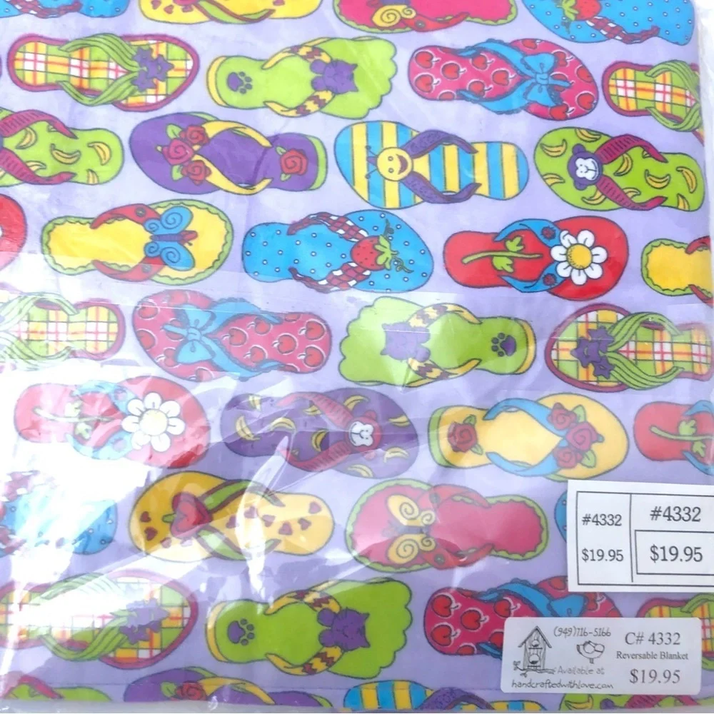 Handcrafted With Love Summer Beach Sandals Oversized Reversible Blanket Vintage
